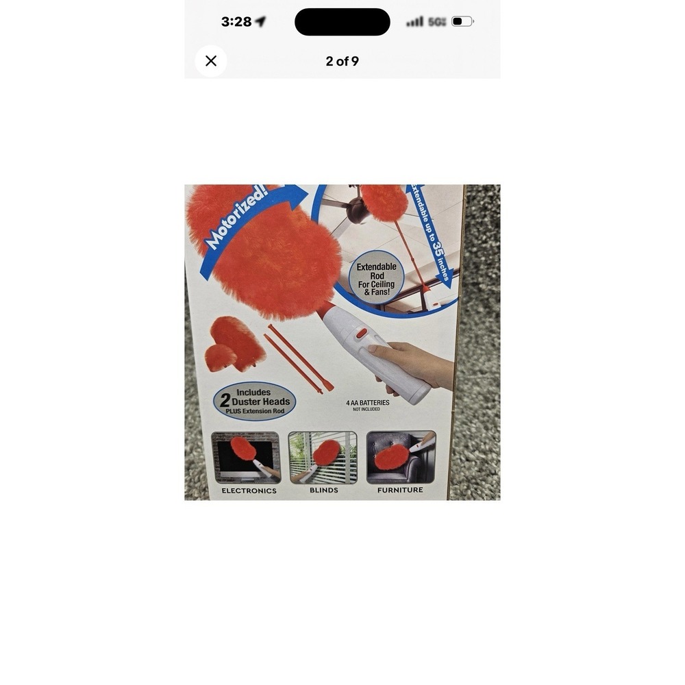 Motorized Power Duster Pro New-Dusting & Cleaning W/2 Duster Heads & Extension